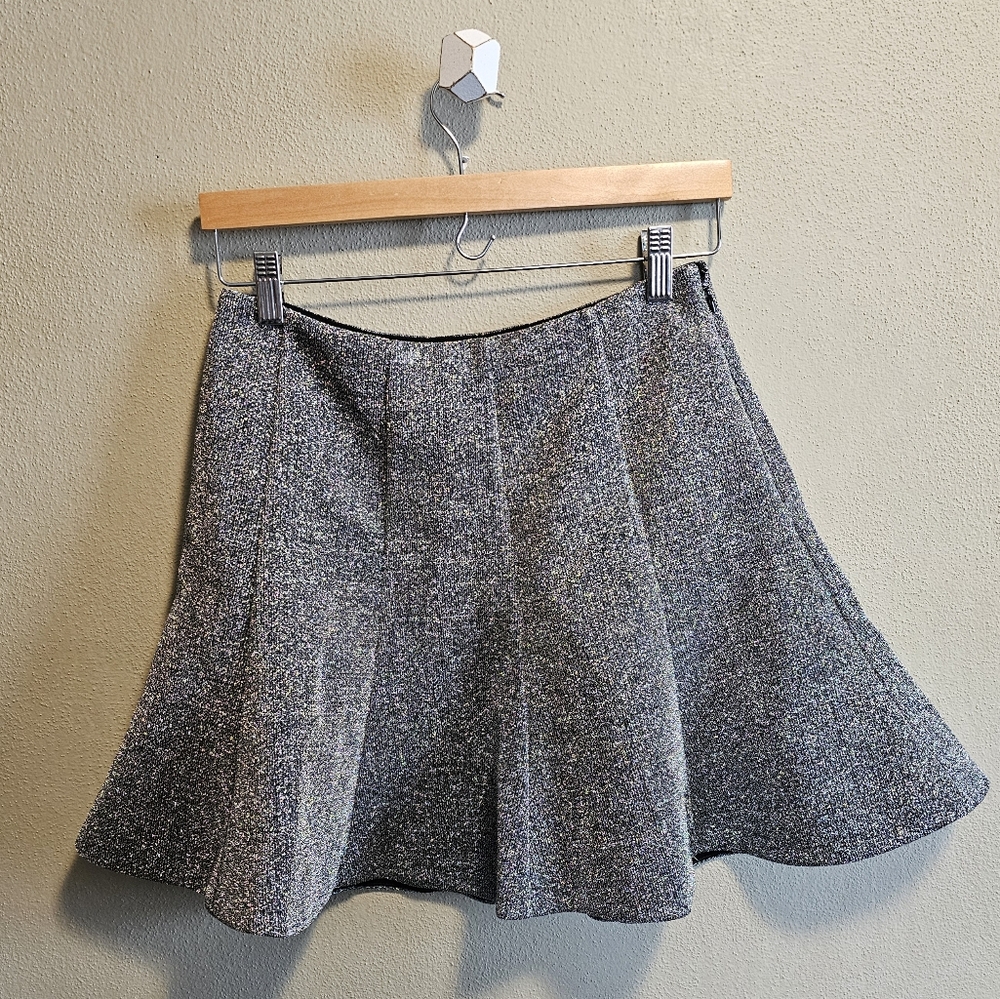 ☆ EXPRESS Metallic Silver Black Flared Skirt, 4 ☆